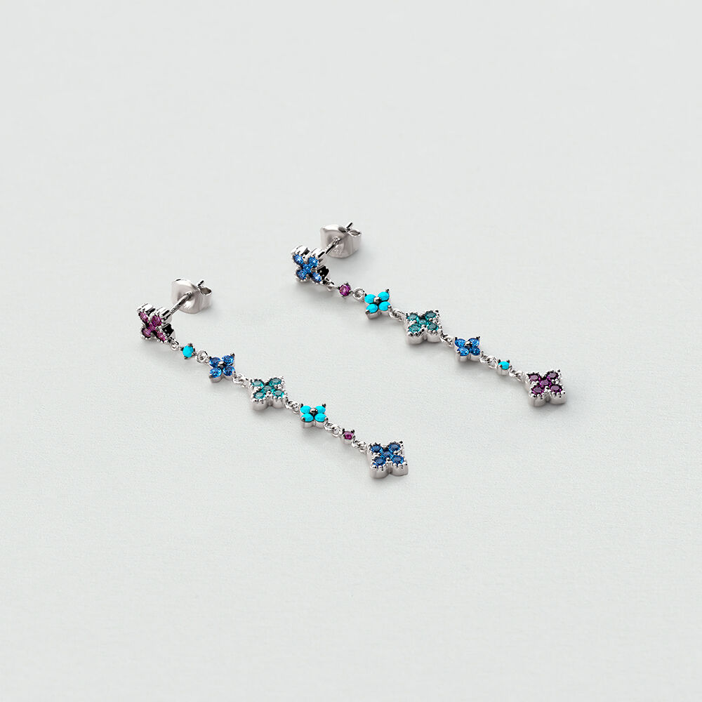 Boucles d'oreilles pendantes BELOVED - Multicolore / Argent&eacute; - Boucles d'oreilles pendantes  | Agatha
