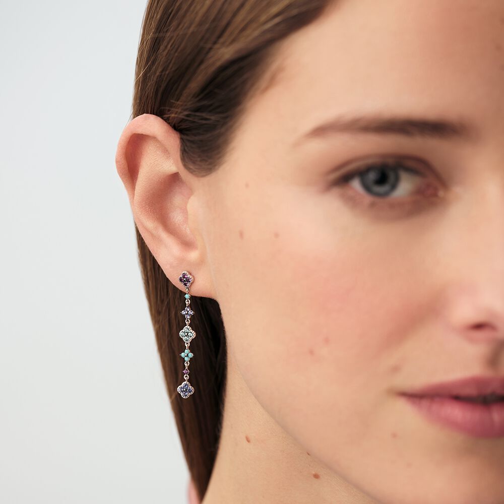 Boucles d'oreilles pendantes BELOVED - Multicolore / Argent&eacute; - Boucles d'oreilles fantaisies  | Agatha