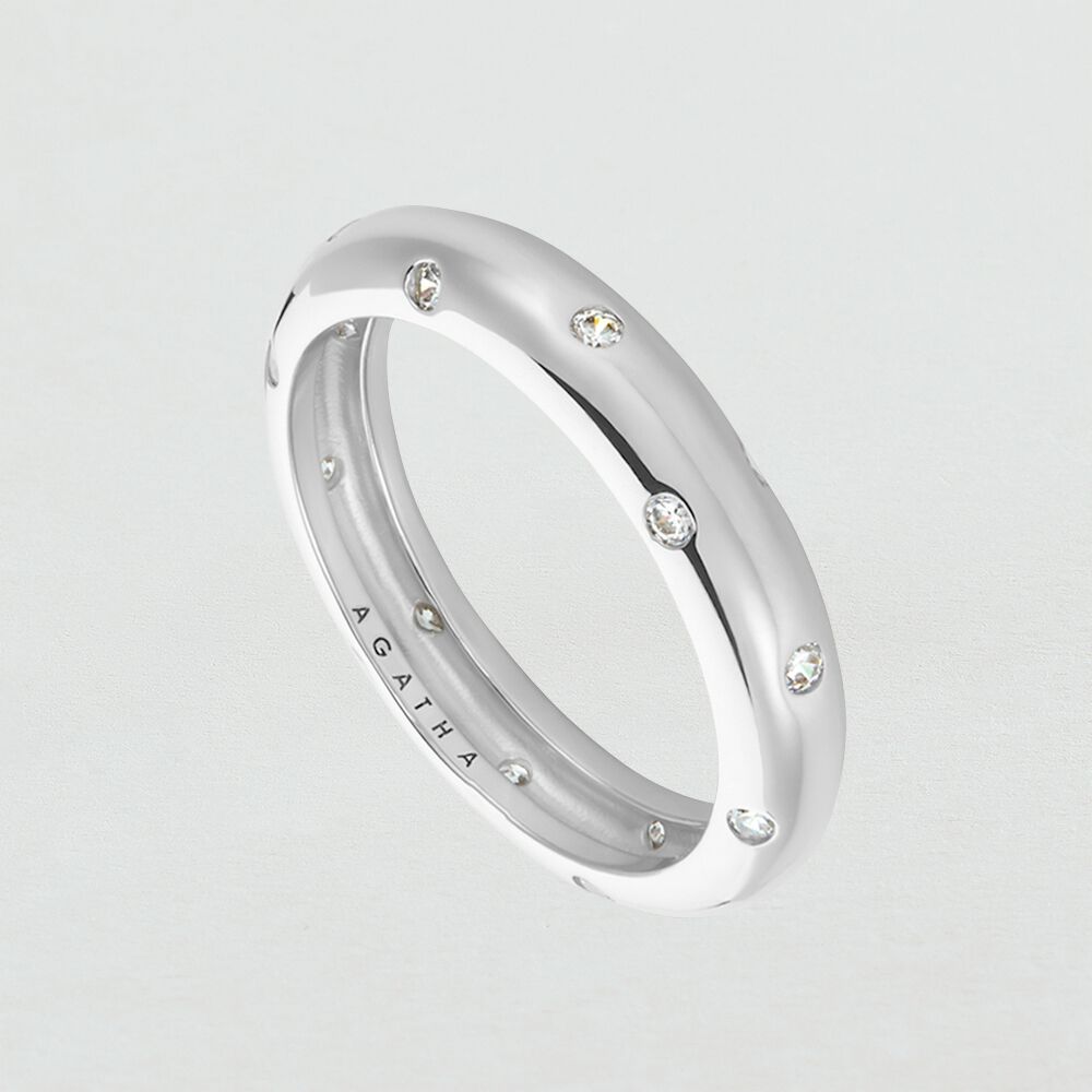 Bague fine PURE - Cristal / Argent&eacute; - Bagues fines  | Agatha