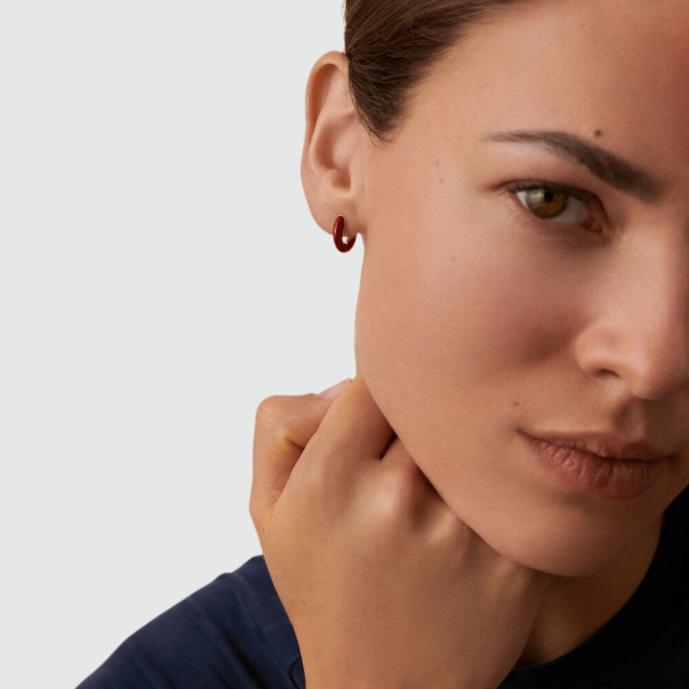 Piercing créole LEIANA - Bordeaux / Doré - Bijoux sans pierre  | Agatha
