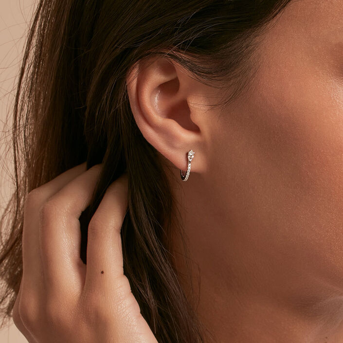 Créoles SNAKY - Cristal / Argenté - Boucles d'oreilles  | Agatha