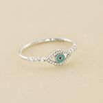 Bague fine LUCKY EYE - Turquoise / Argenté - Bagues  | Agatha
