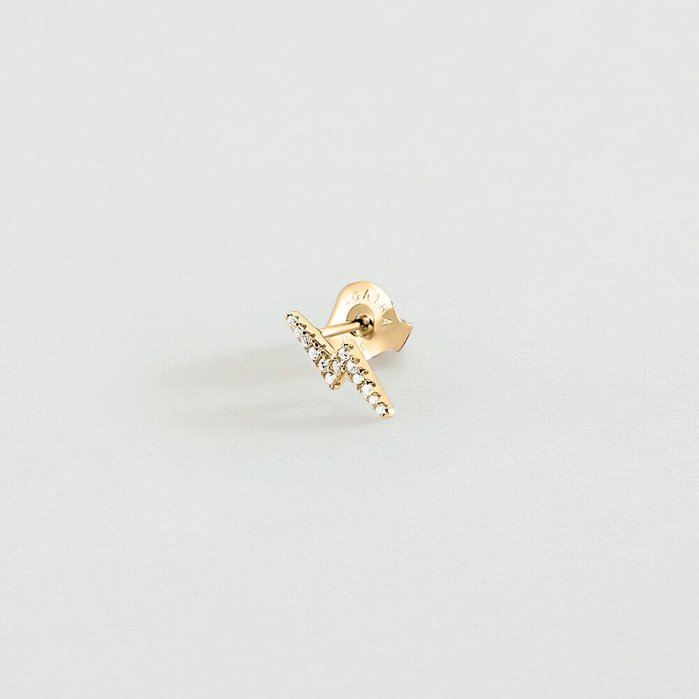 Piercing puce ECLAIR - Cristal / Dor&eacute; - Argent v&eacute;ritable  | Agatha