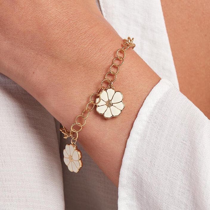 Bracelet souple FLORA - Doré / Blanc - Bracelets  | Agatha