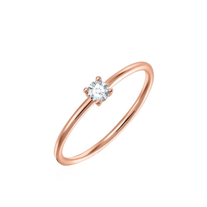 Bague fine DIAMANTE - Cristal / Rose - Bagues  | Agatha
