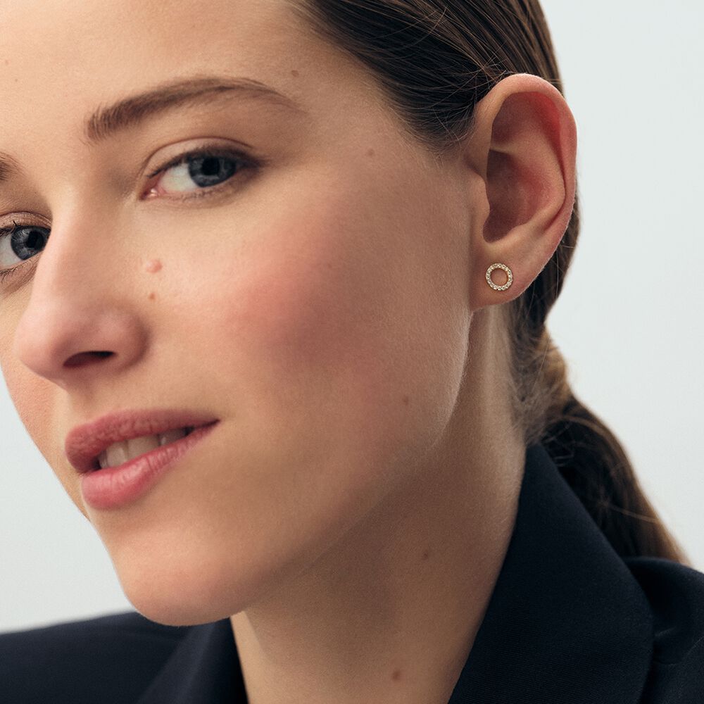 Boucles d'oreilles puces RONDOU - Cristal / Dor&eacute; - Boucles d'oreilles puces  | Agatha