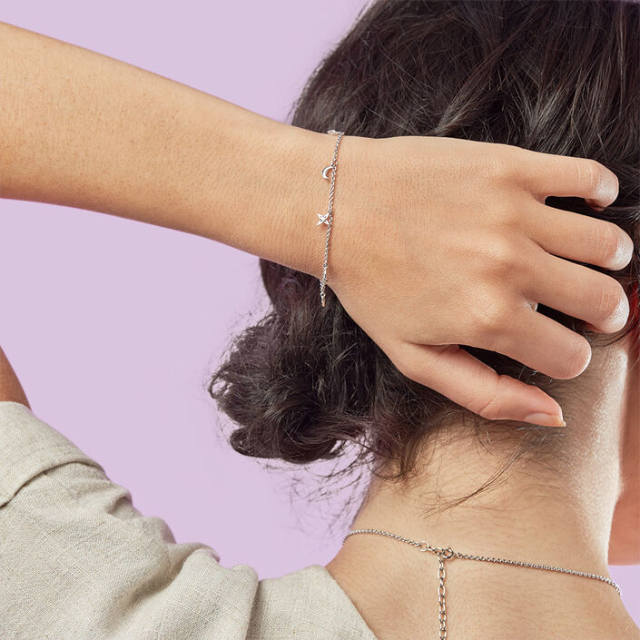 Bracelet souple GALAXIE - Cristal / Argenté - Bracelets  | Agatha
