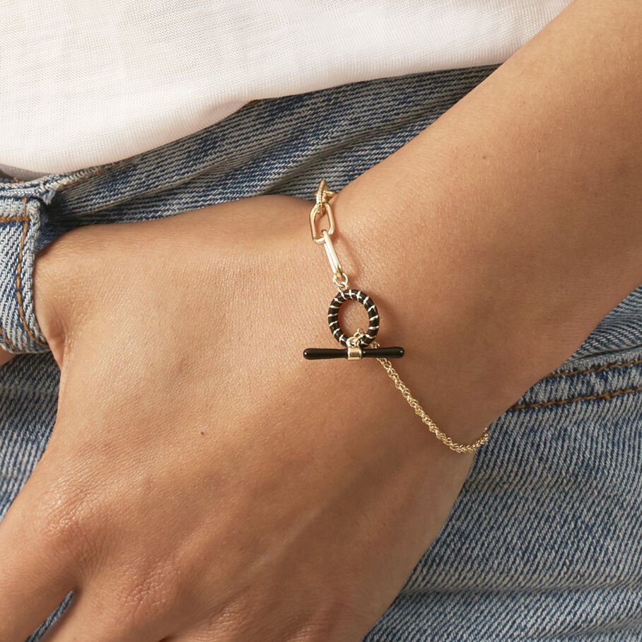 Bracelet souple SESHA - Noir / Doré - Bracelets  | Agatha