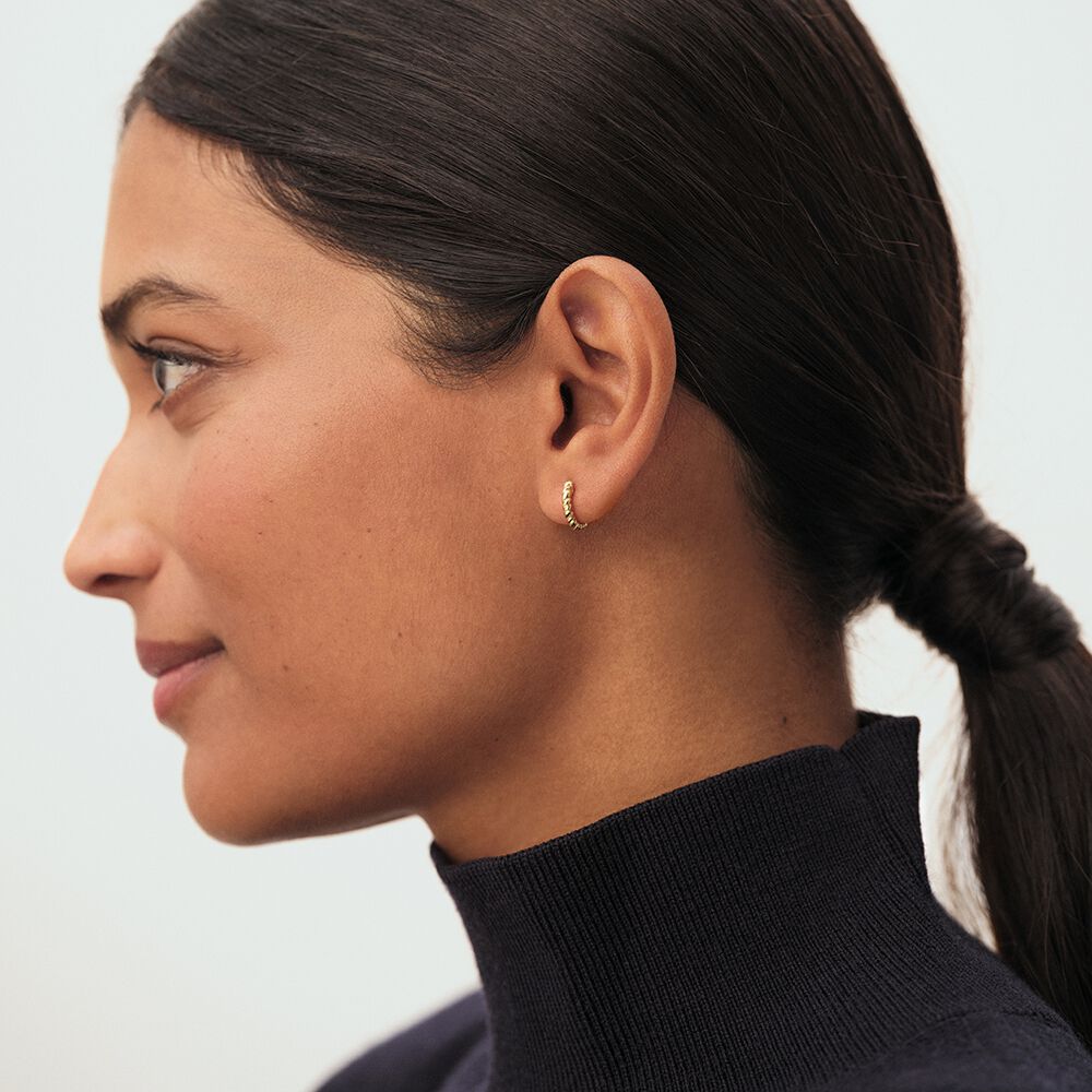 Piercing cr&eacute;ole TRESSEE - Dor&eacute; - Argent v&eacute;ritable  | Agatha