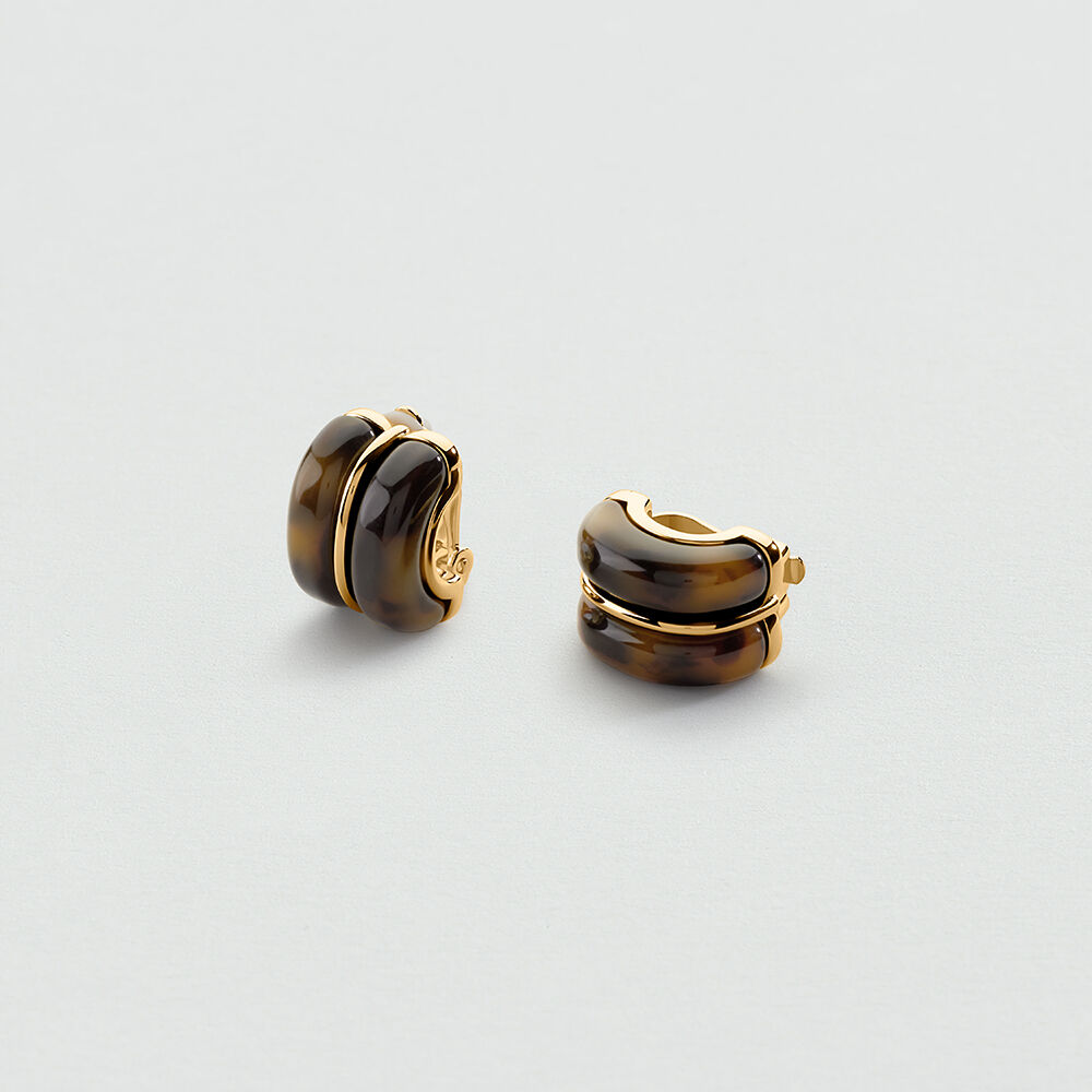 Boucles d'oreilles clips TURENNE - Ecaille / Dor&eacute; - Boucles d'oreilles clips  | Agatha