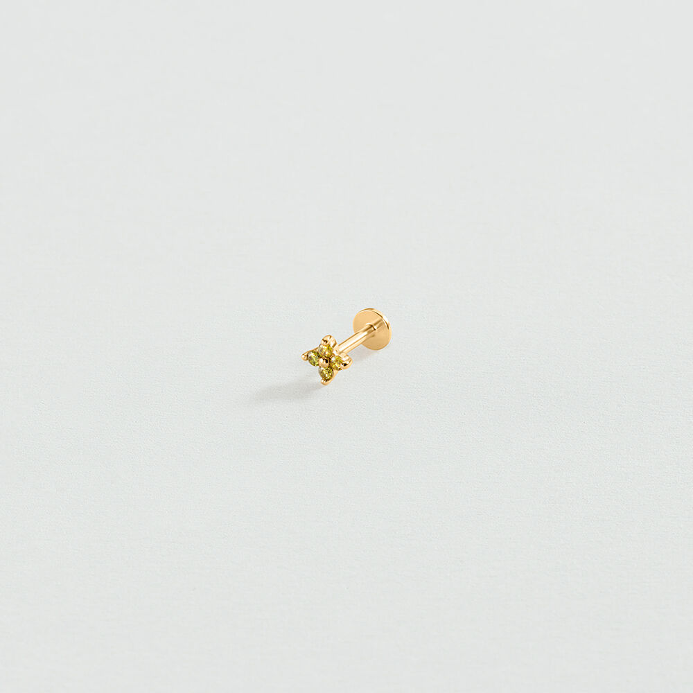 Piercing puce FLEUR MIX & MATCH - Vert / Dor&eacute; - Piercings  | Agatha
