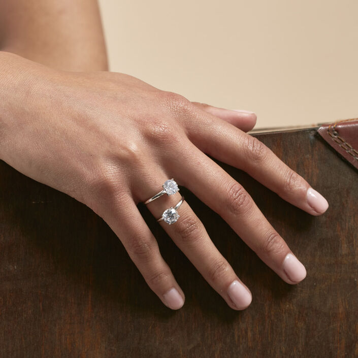 Bague fine DIAMS - Cristal / Argenté - Bagues  | Agatha