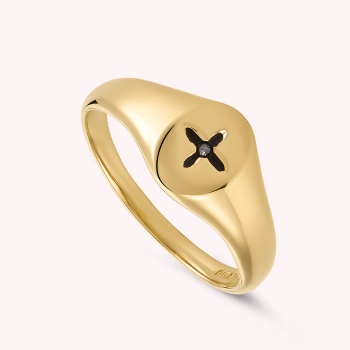 Bague fine SIGNET - Cristal / Doré - Bagues  | Agatha