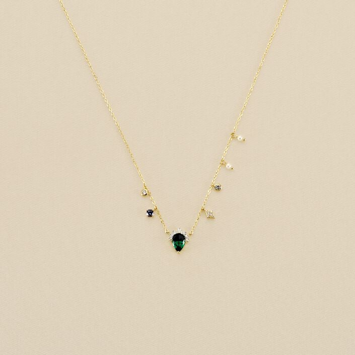 Collier ras du cou ASTRE - Vert / Doré - Colliers  | Agatha
