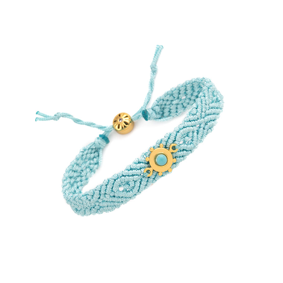 Bracelet cordon BAIA - Turquoise / Doré - Bracelets  | Agatha