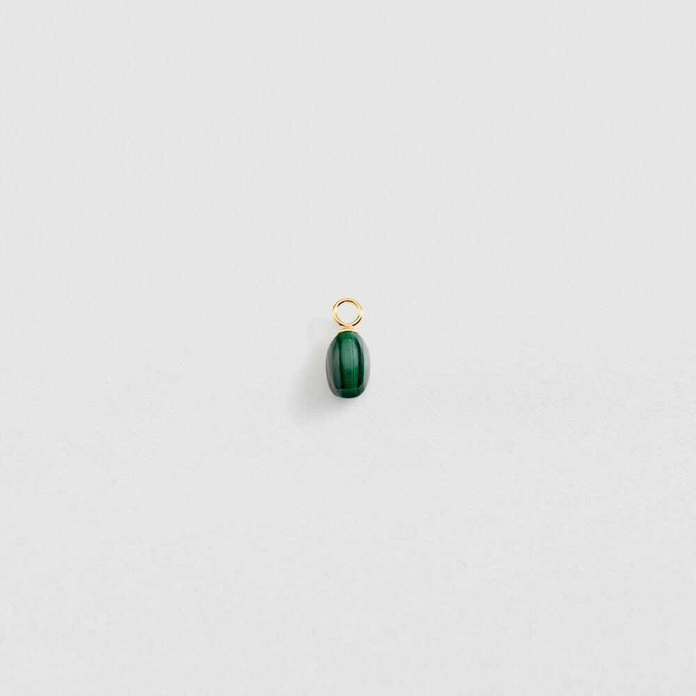 Pendentif PAMPILLE PIERRE NATURELLE - Vert / Dor&eacute;