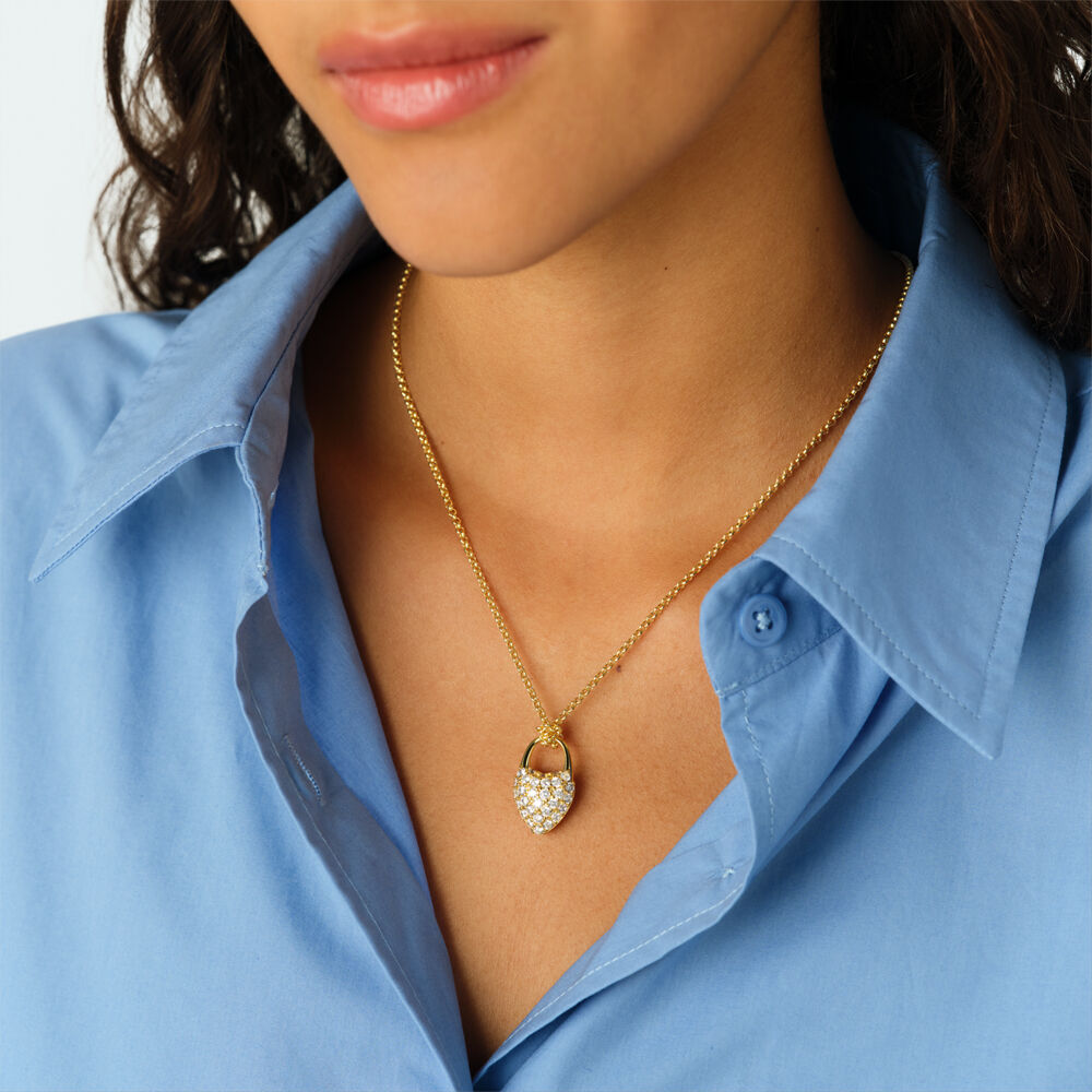 Collier mi-long VICTOIRE C&OElig;UR PAV&Eacute; - Cristal / Dor&eacute; - Colliers mi-long  | Agatha