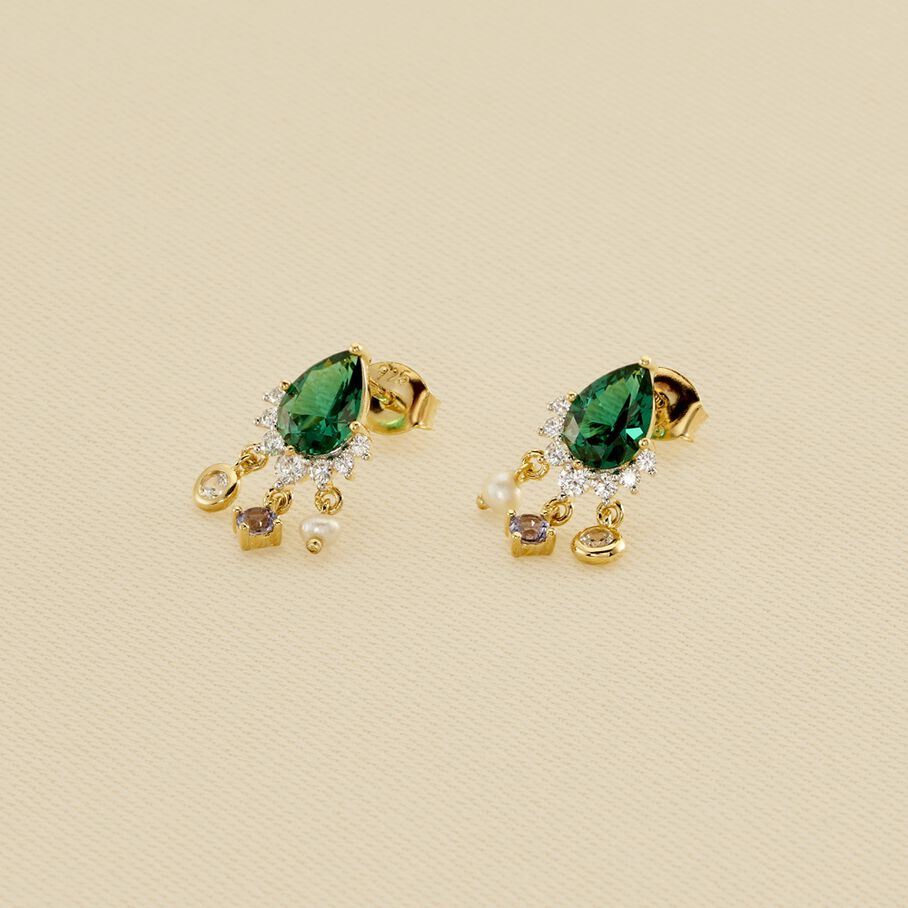 Boucles d'oreilles pendantes ASTRE - Vert / Doré - Boucles d'oreilles  | Agatha