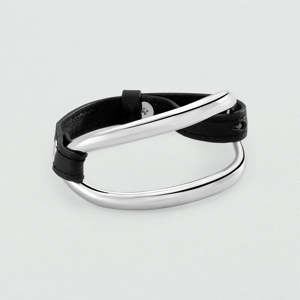 Bracelet cuir ENLACE - Noir / Argenté - Bracelets cuirs  | Agatha