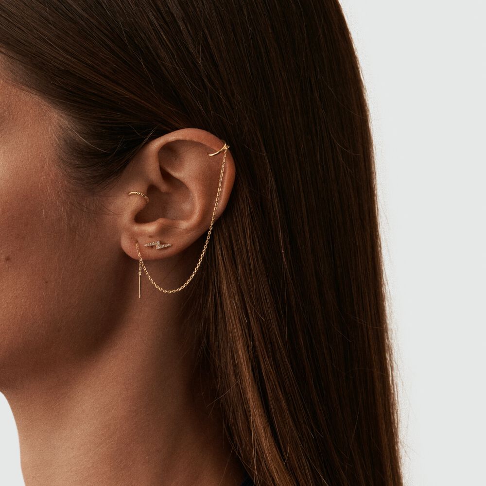 Piercing puce ECLAIR - Cristal / Dor&eacute; - Argent v&eacute;ritable  | Agatha