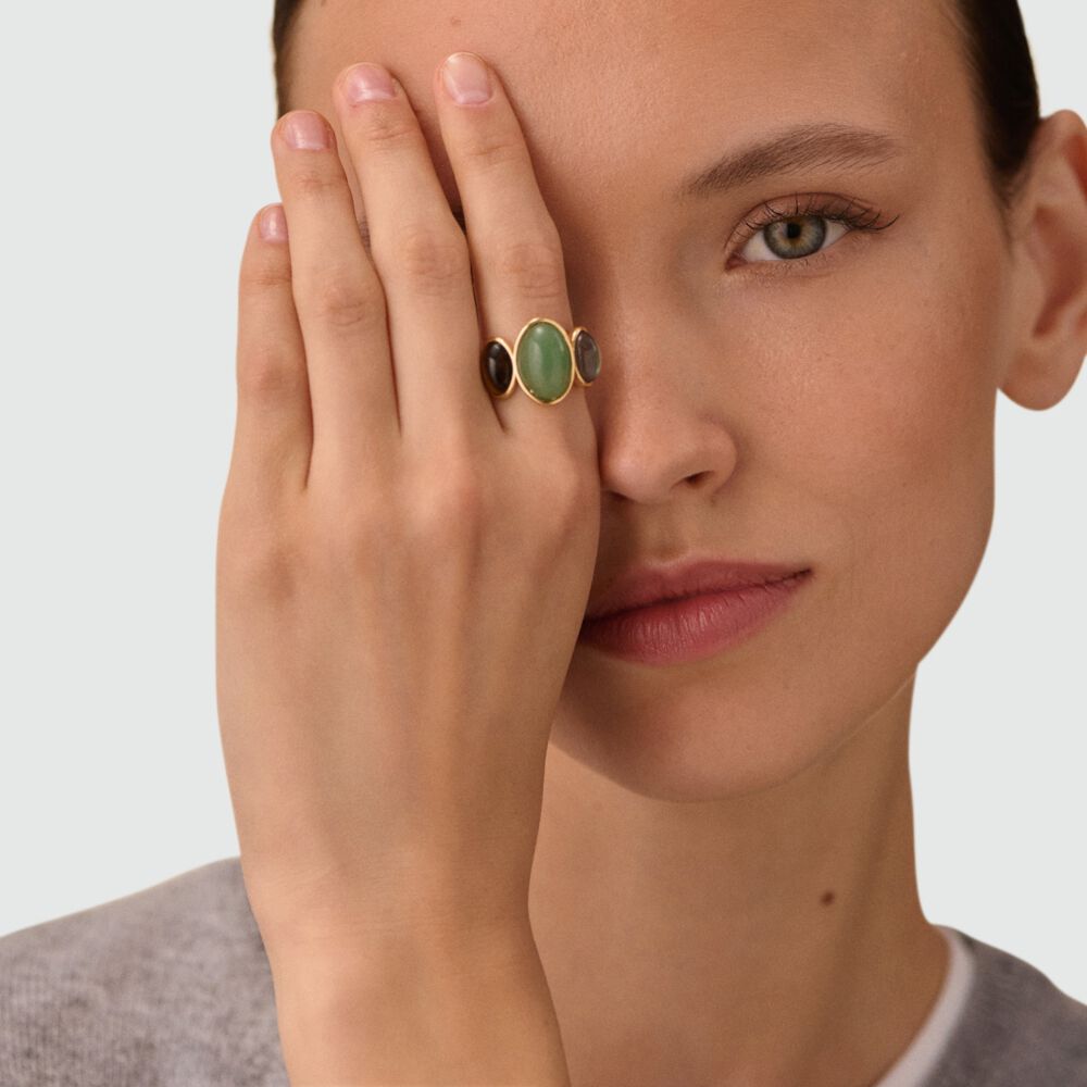 Bague fine RHEA - Multicolore / Doré - Bagues fines  | Agatha
