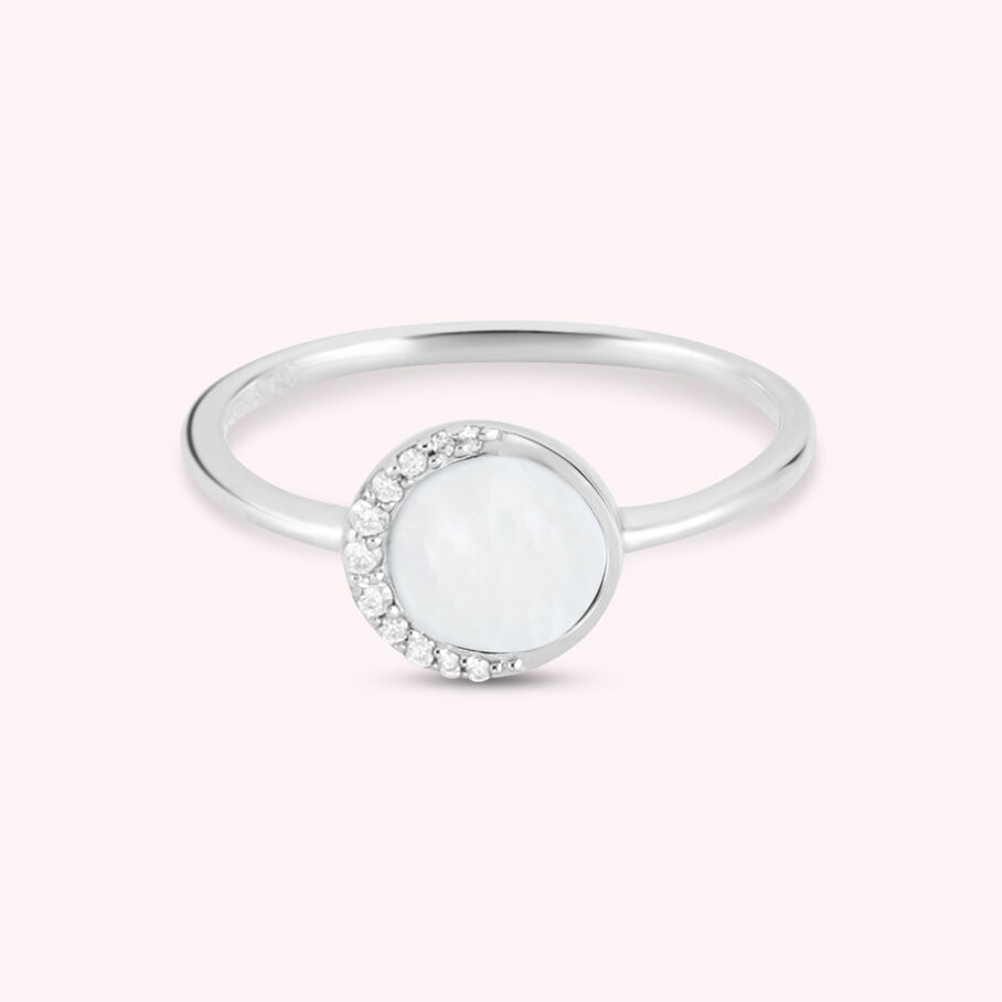 Bague fine MOONNACRE - Nacre / Argenté - Bagues  | Agatha