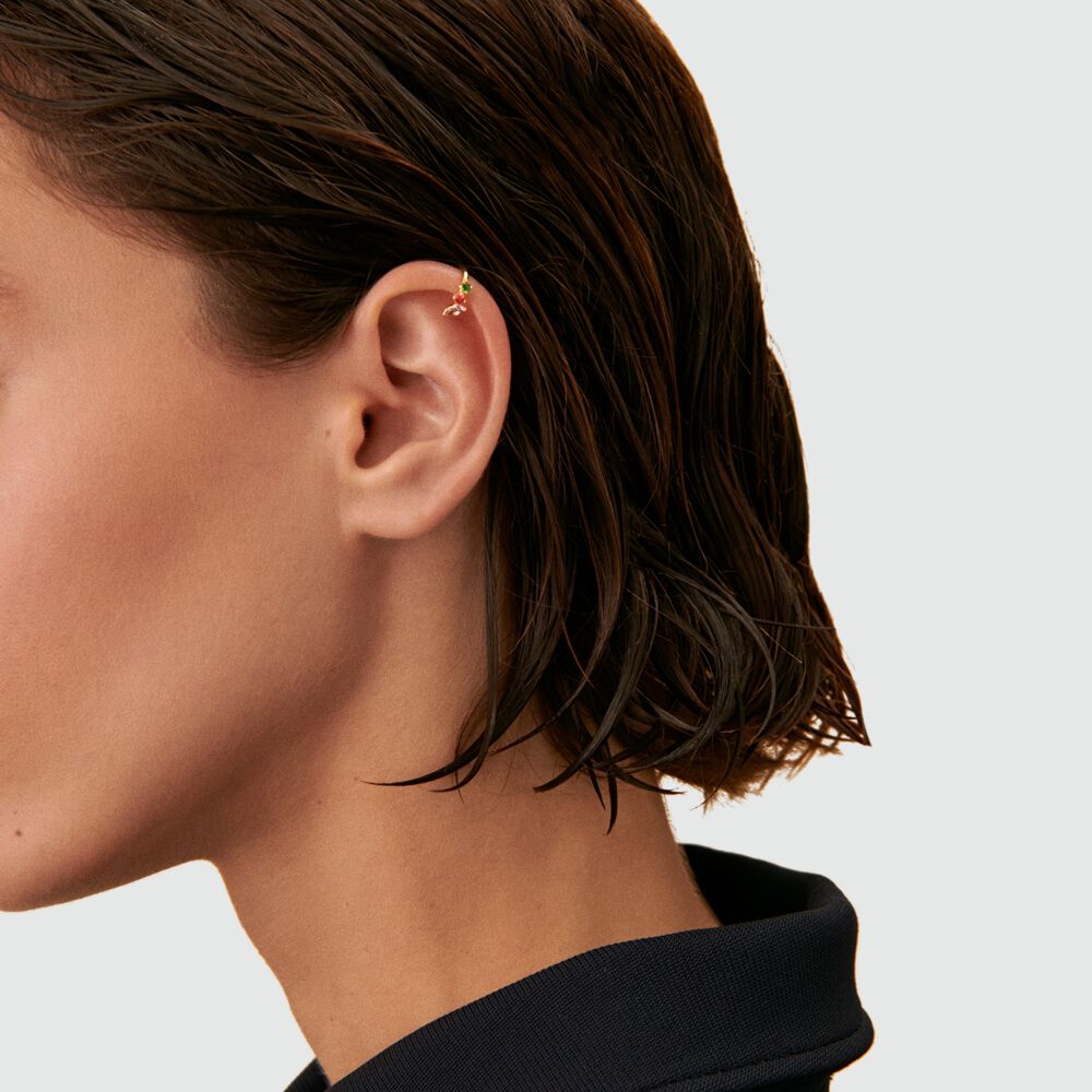 Piercing ear cuff AMAS - Multicolore / Dor&eacute; - Argent v&eacute;ritable  | Agatha