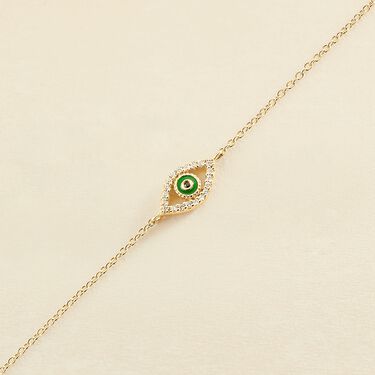 Bracelet souple LUCKY EYE - Vert / Doré - Bracelets  | Agatha
