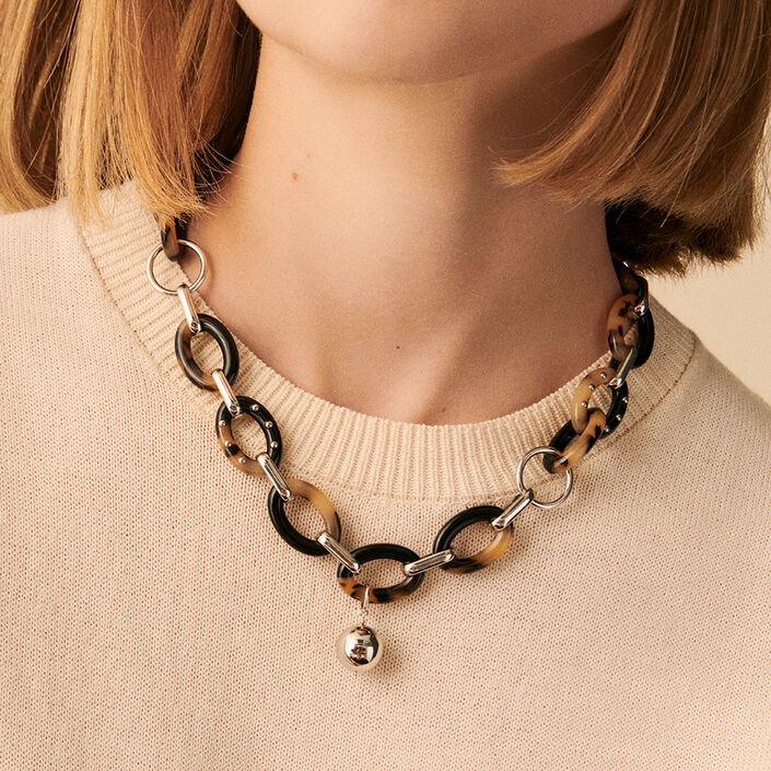 Collier mi-long BOUCLE - Ecaille / Noir - Colliers  | Agatha
