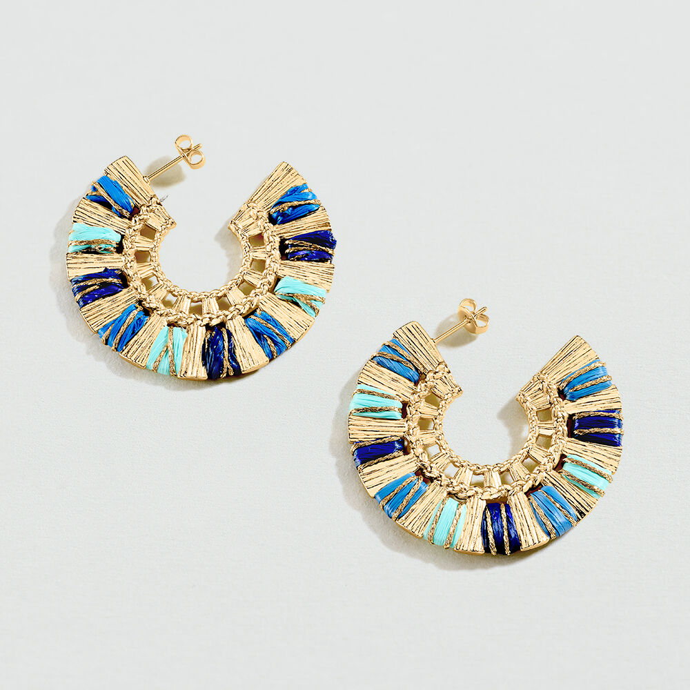 Créoles RAFIA - Bleu / Doré - Créoles  | Agatha
