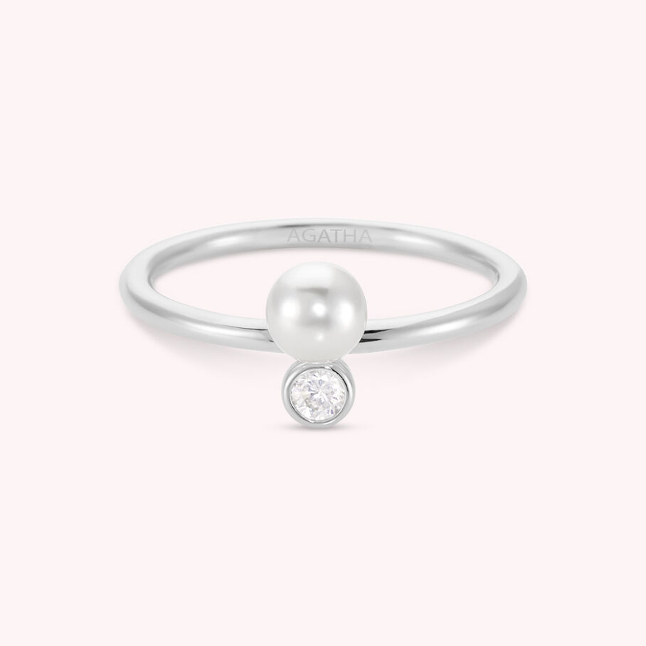 Bague fine PEARLS - Perle / Argenté - Bagues  | Agatha