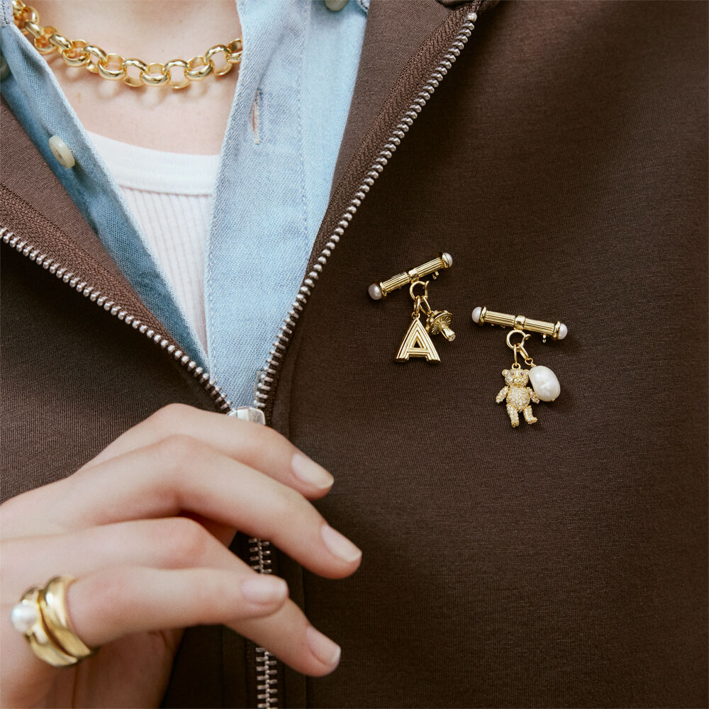 Broche T-BAR - Blanc / Dor&eacute; - Broches  | Agatha