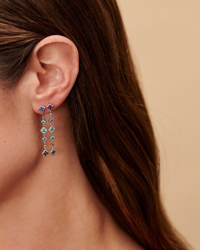 Boucles d'oreilles pendantes BELOVED - Multicolore / Argenté - Boucles d'oreilles  | Agatha