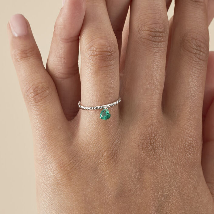 Bague fine BEGUIN - Vert / Argenté - Bagues  | Agatha
