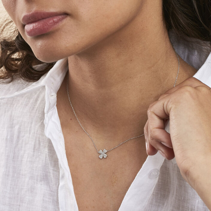 Collier ras du cou TREFLE - Cristal / Argenté - Colliers  | Agatha