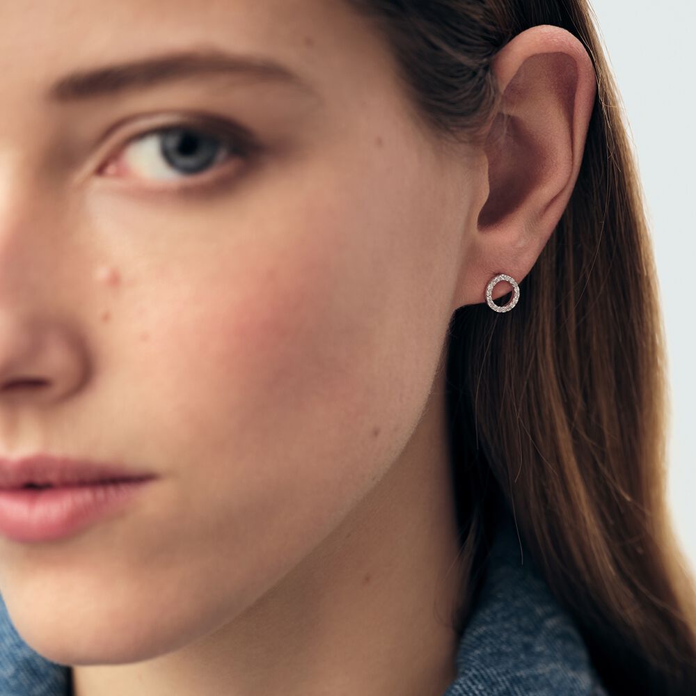 Boucles d'oreilles puces RONDOU - Cristal / Argent&eacute; - Boucles d'oreilles puces  | Agatha