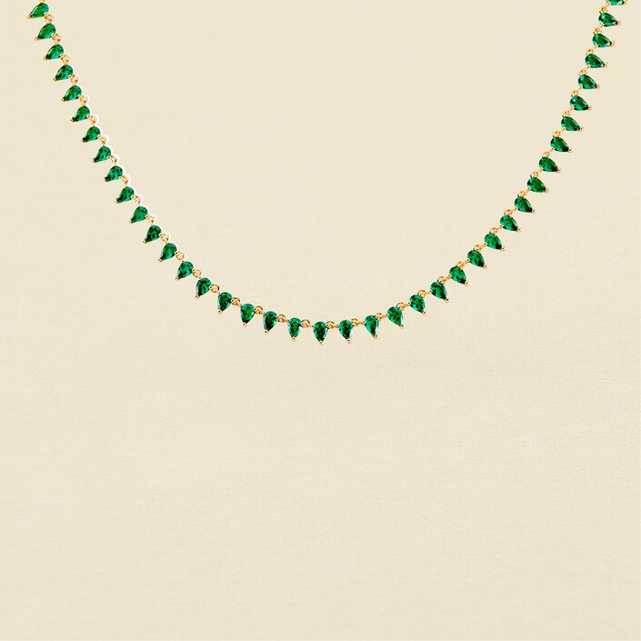 Collier ras du cou OLIMPIA - Vert / Doré - Colliers  | Agatha