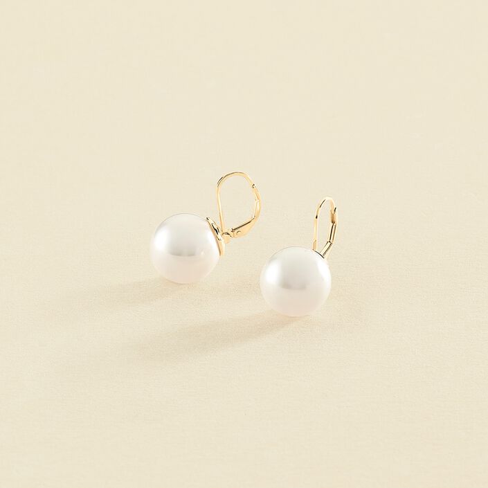 Boucles d'oreilles pendantes PEARLY - Perle / Doré - Boucles d'oreilles  | Agatha