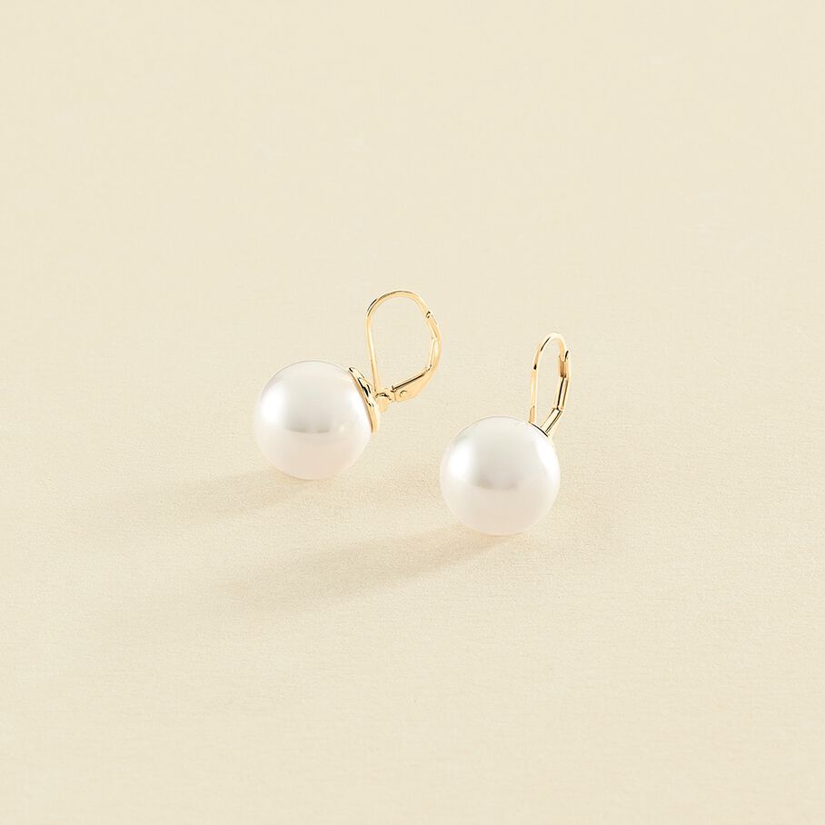 Boucles d'oreilles pendantes PEARLY - Perle / Doré - Boucles d'oreilles  | Agatha