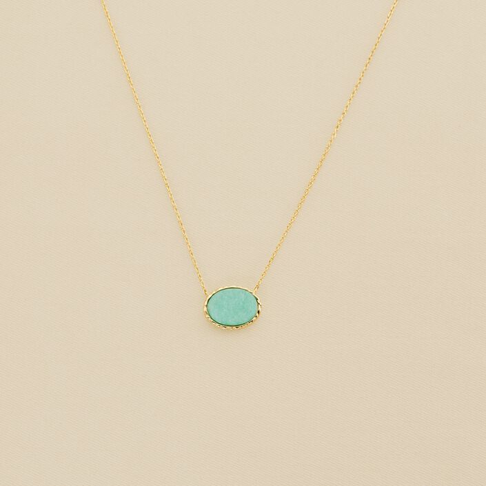 Collier mi-long ATMA - Amazonite/ jaune - Colliers  | Agatha