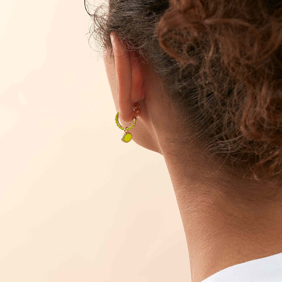 Créoles ATMA - Amazonite/ jaune - Boucles d'oreilles  | Agatha