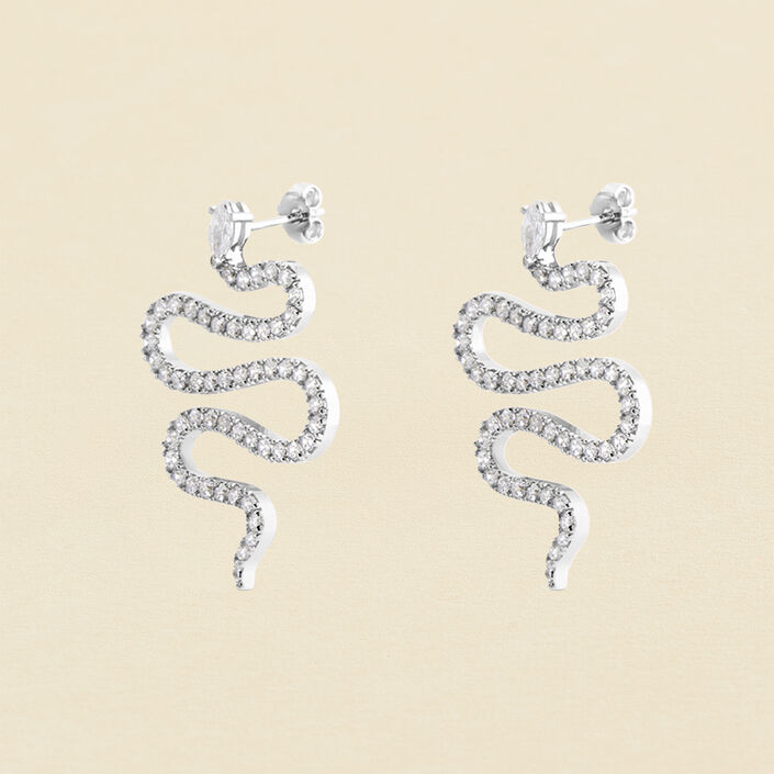 Boucles d'oreilles pendantes SNAKY - Cristal / Argenté - Boucles d'oreilles  | Agatha