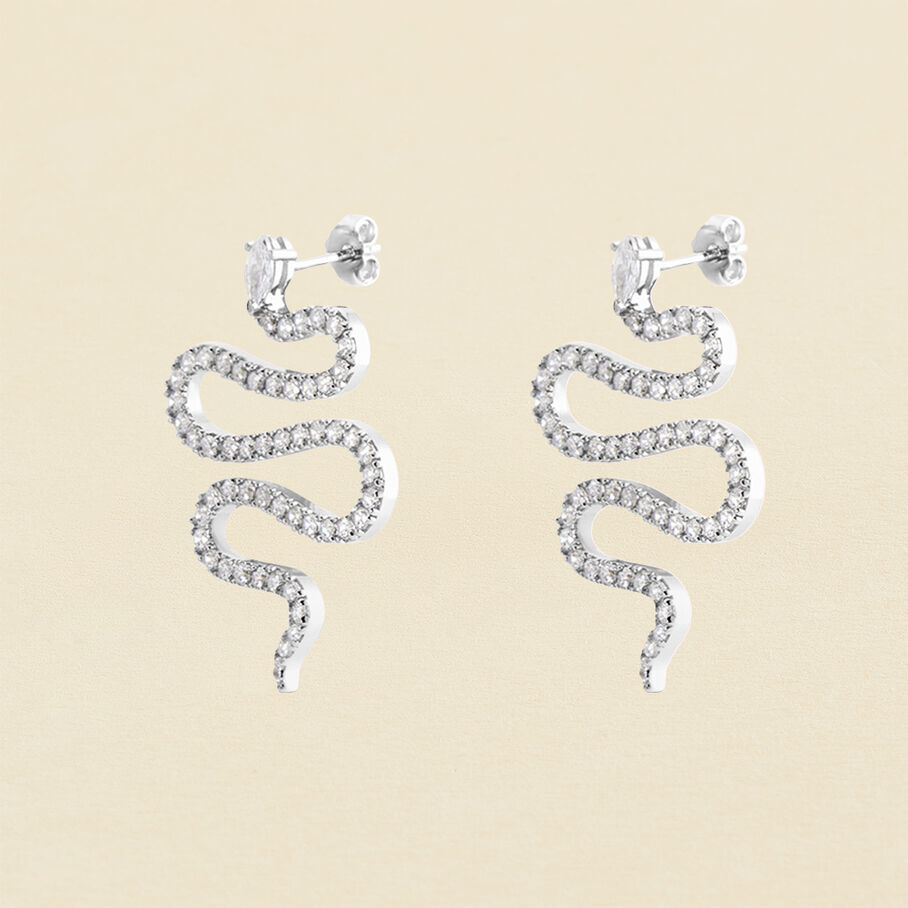 Boucles d'oreilles pendantes SNAKY - Cristal / Argenté - Boucles d'oreilles  | Agatha