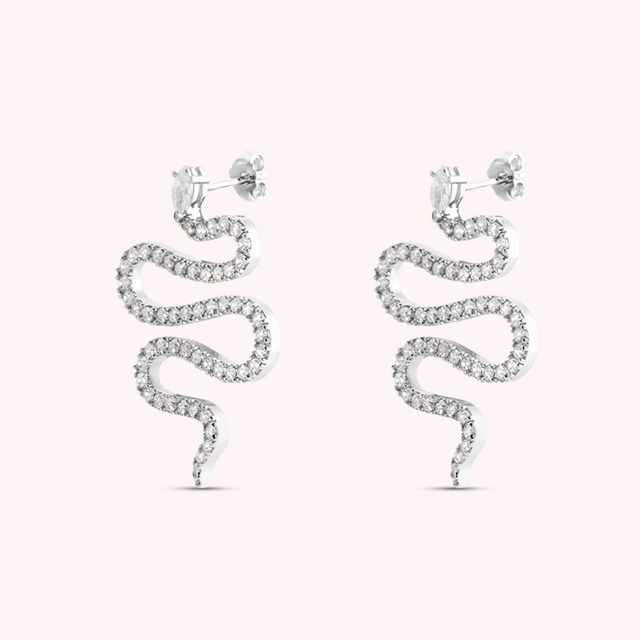 Boucles d'oreilles pendantes SNAKY - Cristal / Argenté - Boucles d'oreilles  | Agatha