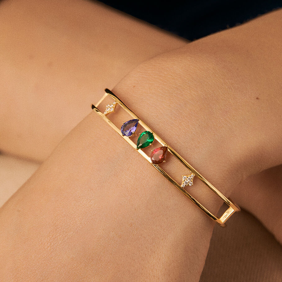Manchette ASTRE - Multicolore / Doré - Bracelets  | Agatha