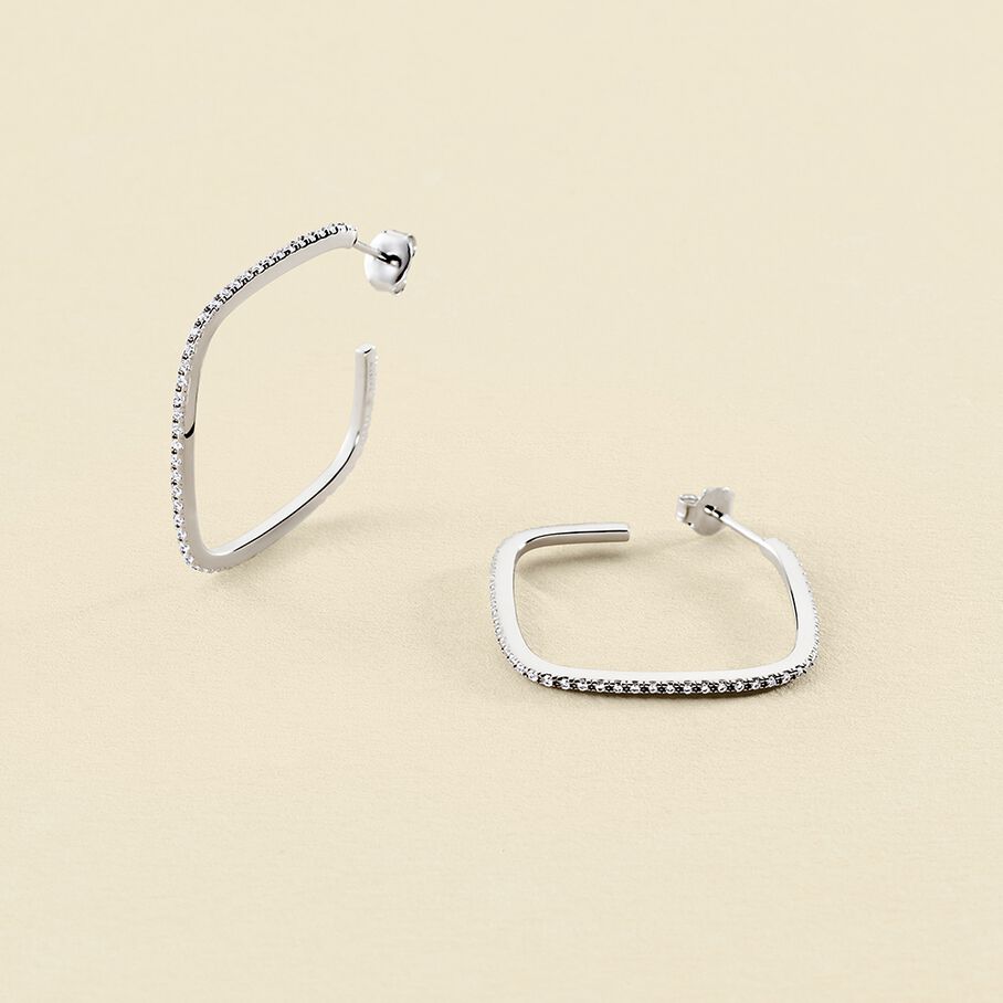 Créoles SISSI - Cristal / Argenté - Boucles d'oreilles  | Agatha