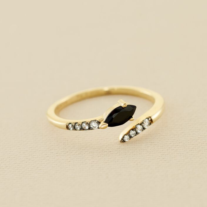 Bague fine SNAKY - Cristal / Gun - Bagues  | Agatha
