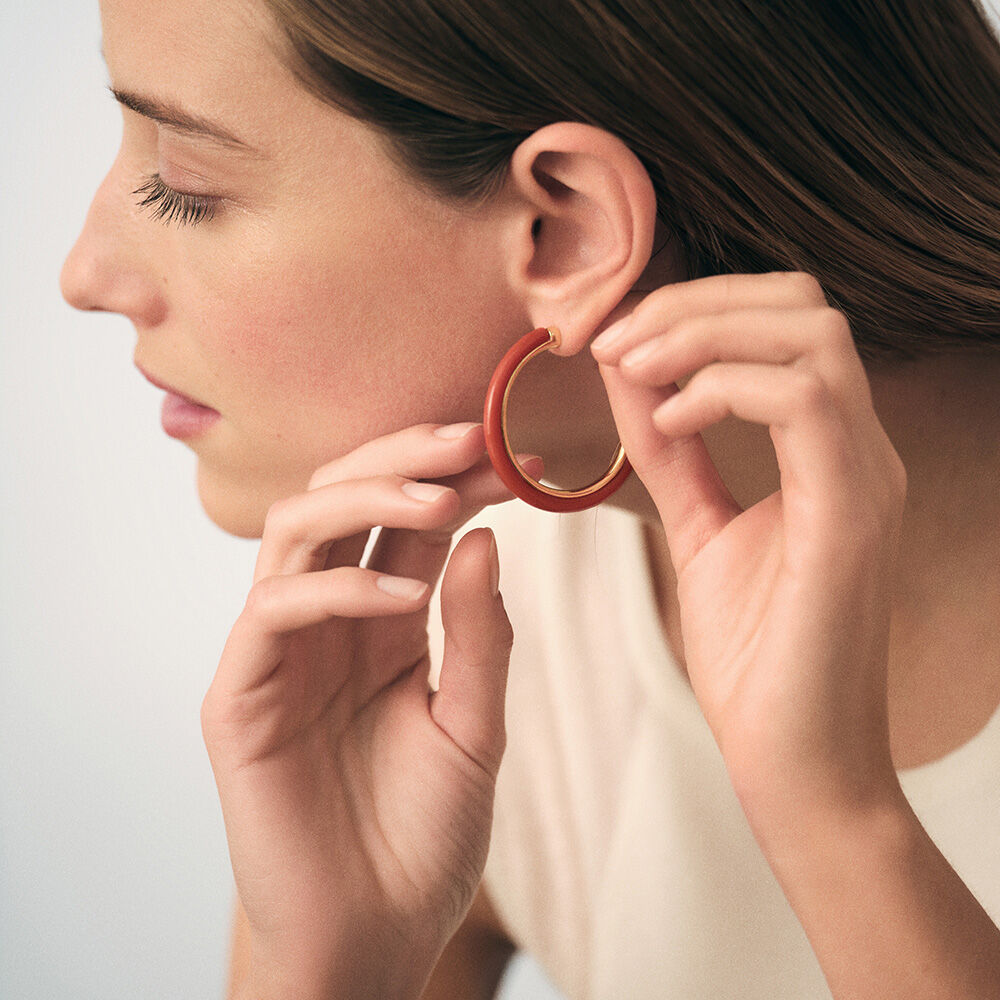 Créoles POP COLOR - Corail / Doré - Boucles d'oreilles fantaisies  | Agatha