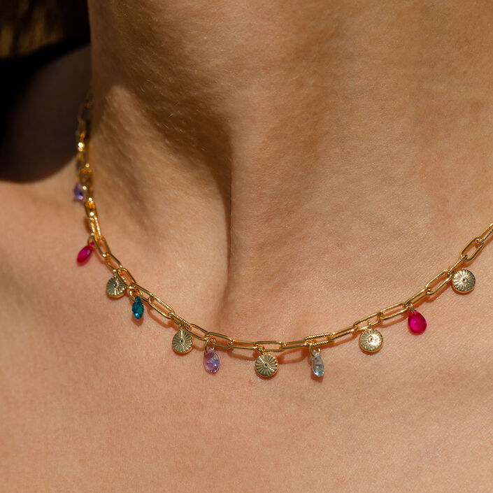 Collier ras du cou CYCLADES - Multicolore / Doré - Colliers  | Agatha