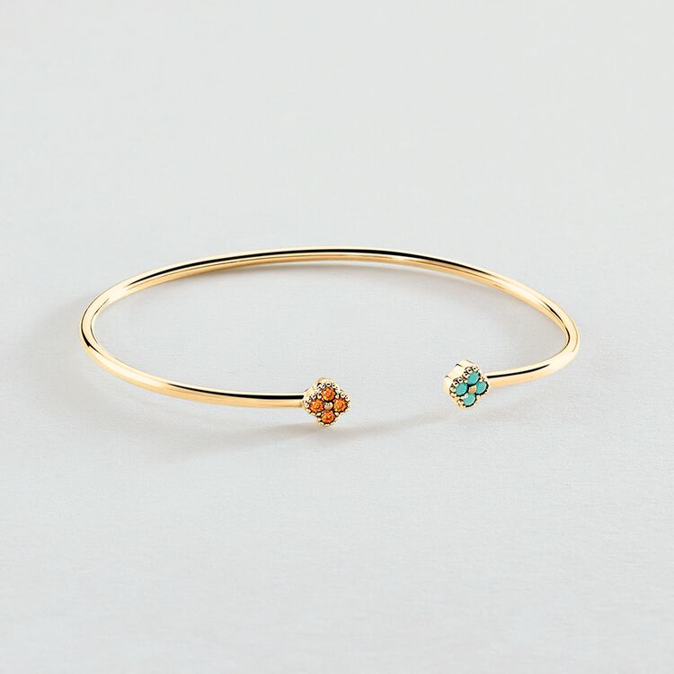 Bracelet Jonc Ouvert Hermès Modèle Agatha, En Cuir Et Métal Argenté - Occasion